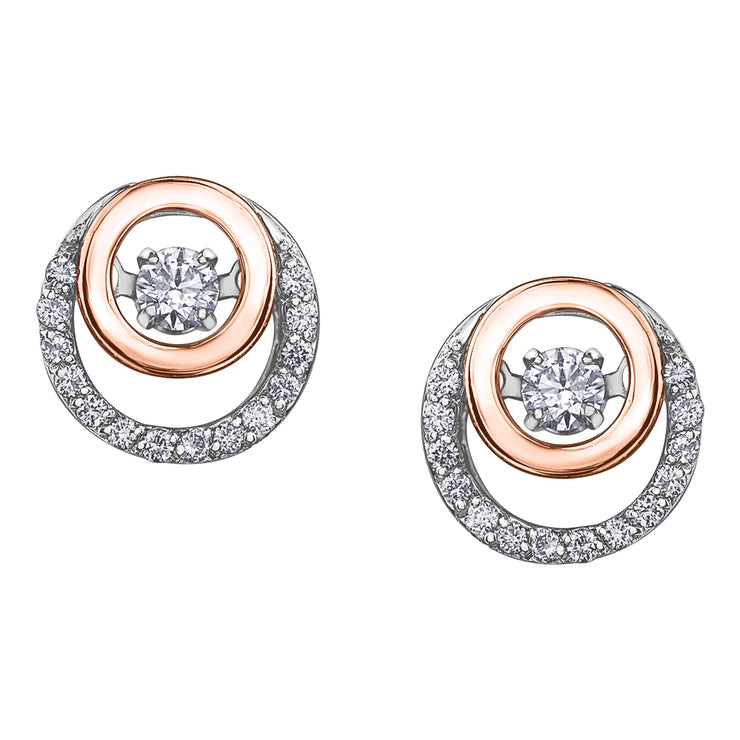 White And Rose Gold Diamond Earrings
