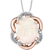 Rose And White Gold Opal Necklace