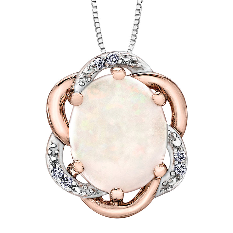 Rose gold and hot sale opal necklace