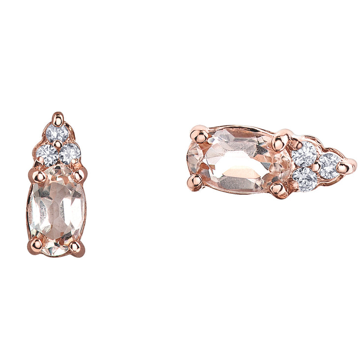 Rose Gold Diamond And Morganite Earrings