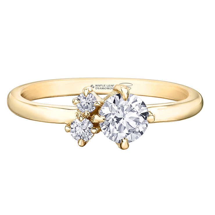 Maple Leaf Diamonds Yellow Gold Ring